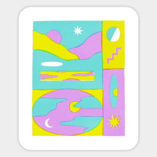 Fluorescent Skies in Cool Tones Sticker